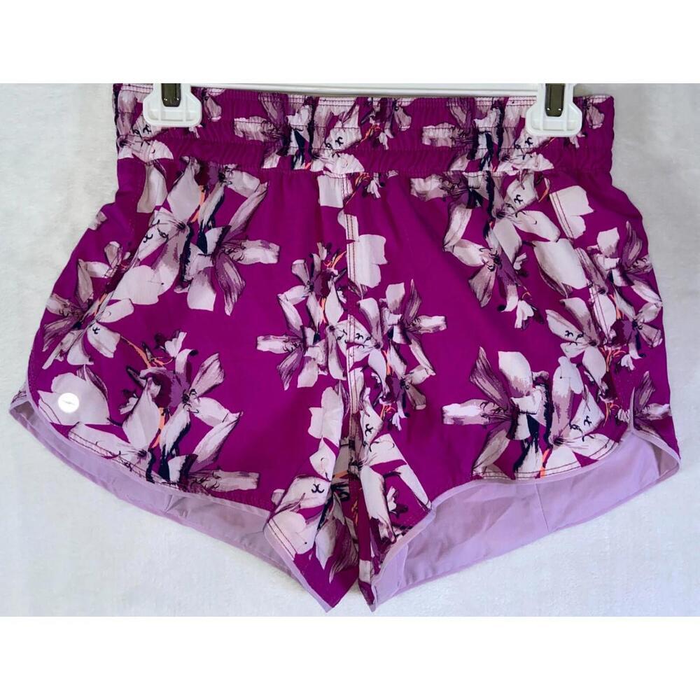 AVIA Reversible Running Shorts Girls Purple Floral Stretch No Size Tag